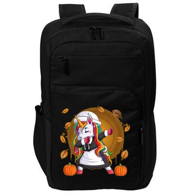 Funny Thanksgiving Dabbing Unicorn Pilgrim Impact Tech Backpack