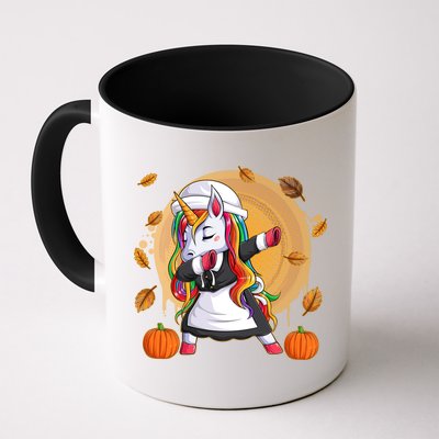 Funny Thanksgiving Dabbing Unicorn Pilgrim Mug