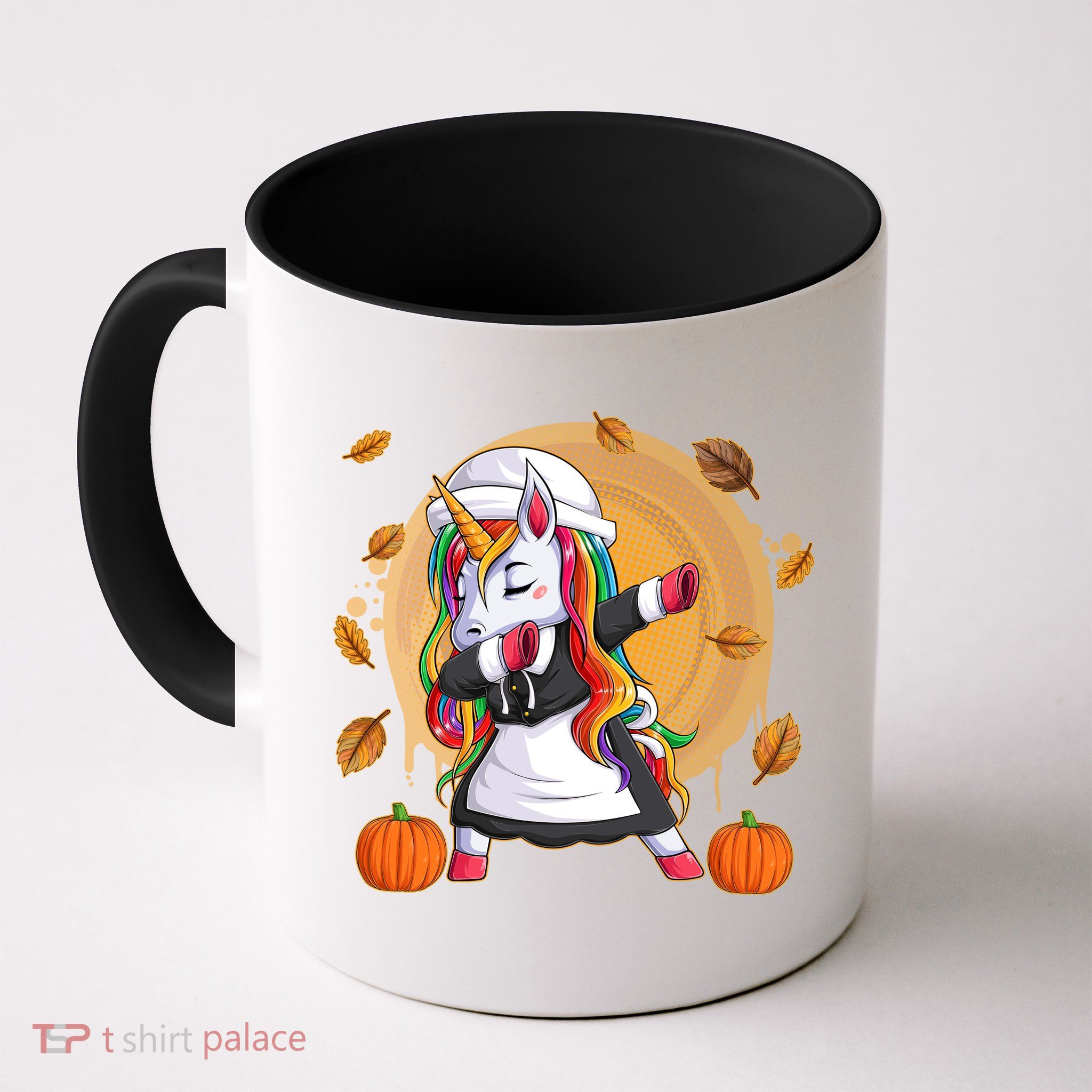 Funny Thanksgiving Dabbing Unicorn Pilgrim Mug