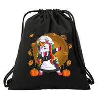 Funny Thanksgiving Dabbing Unicorn Pilgrim Drawstring Bag