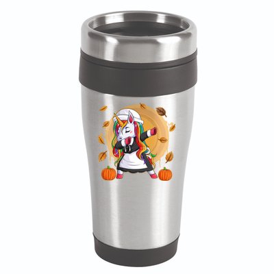 Funny Thanksgiving Dabbing Unicorn Pilgrim 16oz Travel Tumbler