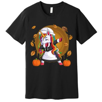 Funny Thanksgiving Dabbing Unicorn Pilgrim Premium T-Shirt