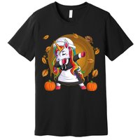 Funny Thanksgiving Dabbing Unicorn Pilgrim Premium T-Shirt