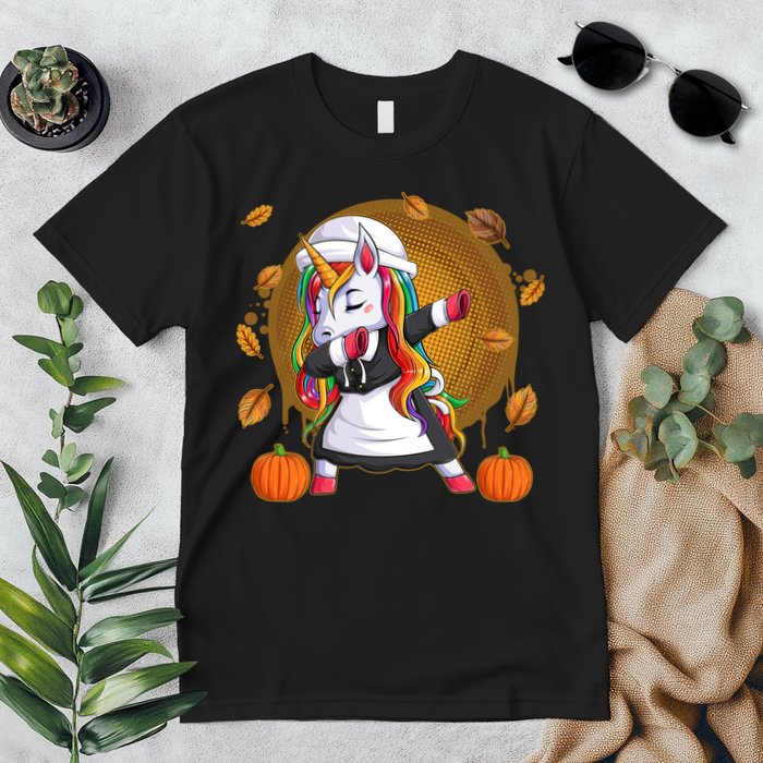 Funny Thanksgiving Dabbing Unicorn Pilgrim Premium T-Shirt