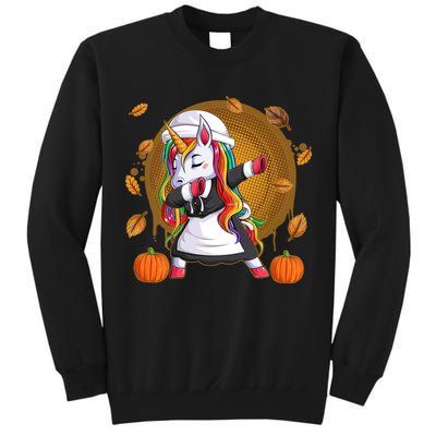Funny Thanksgiving Dabbing Unicorn Pilgrim Tall Sweatshirt