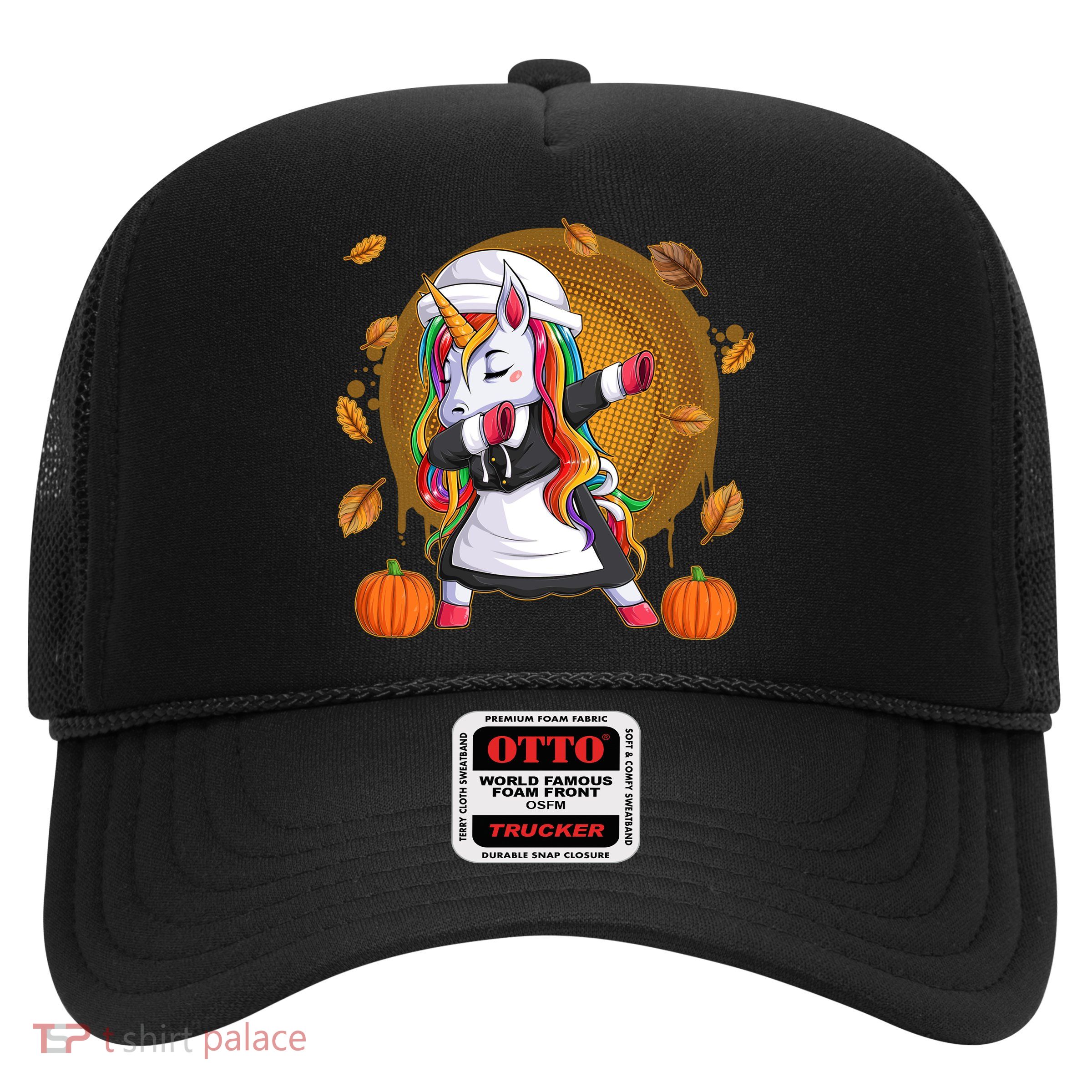 Funny Thanksgiving Dabbing Unicorn Pilgrim Trucker Hat