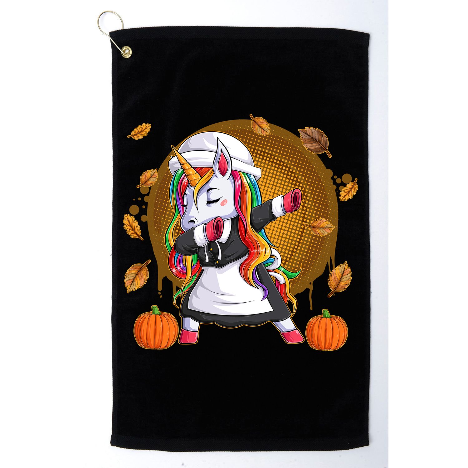 Funny Thanksgiving Dabbing Unicorn Pilgrim Golf Towel