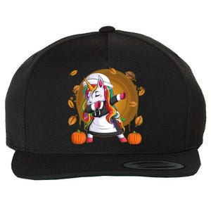 Funny Thanksgiving Dabbing Unicorn Pilgrim Wool Snapback Cap