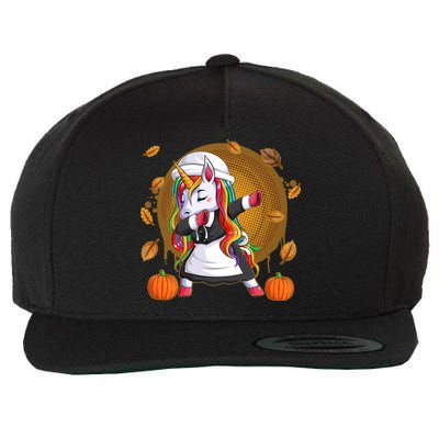 Funny Thanksgiving Dabbing Unicorn Pilgrim Wool Snapback Cap