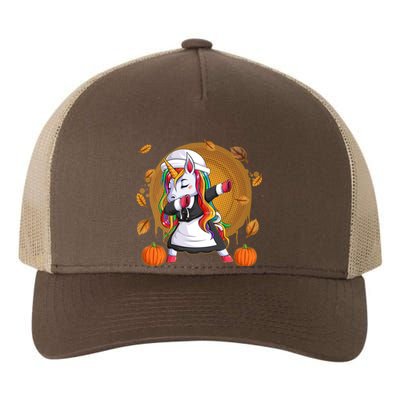 Funny Thanksgiving Dabbing Unicorn Pilgrim Yupoong Adult 5-Panel Trucker Hat