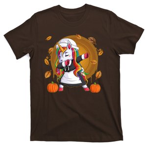 Funny Thanksgiving Dabbing Unicorn Pilgrim T-Shirt