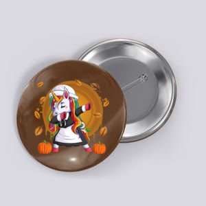 Funny Thanksgiving Dabbing Unicorn Pilgrim Button