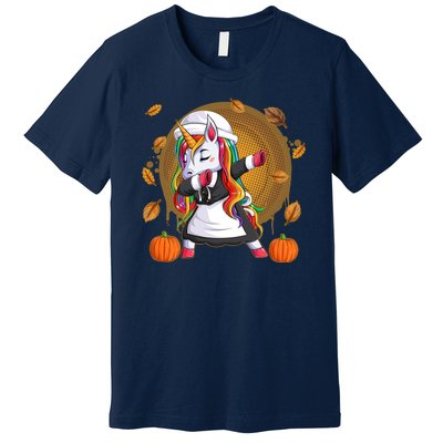 Funny Thanksgiving Dabbing Unicorn Pilgrim Premium T-Shirt