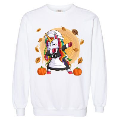 Funny Thanksgiving Dabbing Unicorn Pilgrim Garment-Dyed Sweatshirt