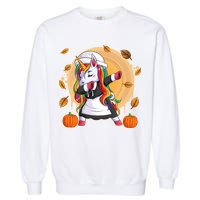 Funny Thanksgiving Dabbing Unicorn Pilgrim Garment-Dyed Sweatshirt