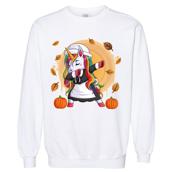 Funny Thanksgiving Dabbing Unicorn Pilgrim Garment-Dyed Sweatshirt