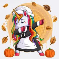 Funny Thanksgiving Dabbing Unicorn Pilgrim Garment-Dyed Sweatshirt