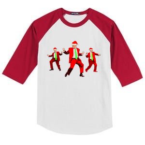 Funny Trump Dance Santa Claus Christmas Xmas Pajamas Holiday Kids Colorblock Raglan Jersey