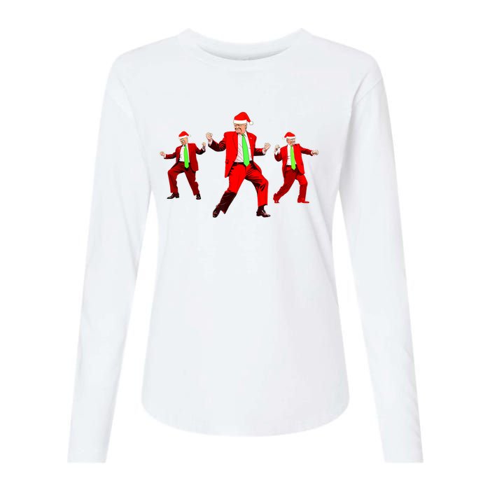 Funny Trump Dance Santa Claus Christmas Xmas Pajamas Holiday Womens Cotton Relaxed Long Sleeve T-Shirt