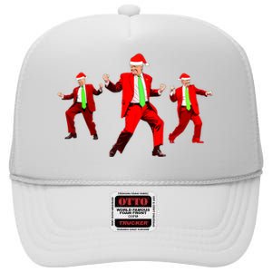 Funny Trump Dance Santa Claus Christmas Xmas Pajamas Holiday High Crown Mesh Back Trucker Hat