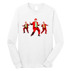 Funny Trump Dance Santa Claus Christmas Xmas Pajamas Holiday Long Sleeve Shirt