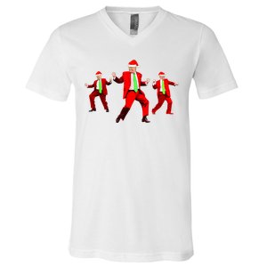 Funny Trump Dance Santa Claus Christmas Xmas Pajamas Holiday V-Neck T-Shirt