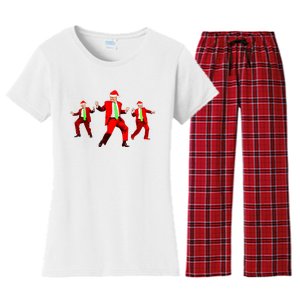 Funny Trump Dance Santa Claus Christmas Xmas Pajamas Holiday Women's Flannel Pajama Set