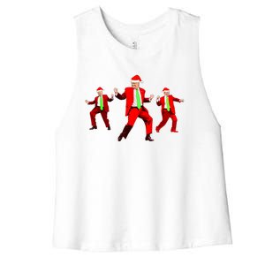 Funny Trump Dance Santa Claus Christmas Xmas Pajamas Holiday Women's Racerback Cropped Tank