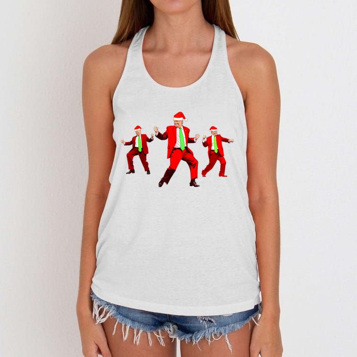 Funny Trump Dance Santa Claus Christmas Xmas Pajamas Holiday Women's Knotted Racerback Tank