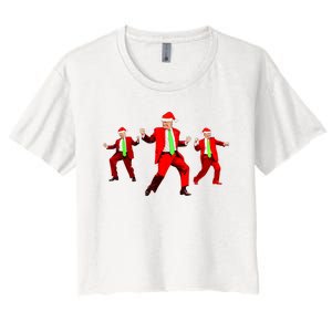 Funny Trump Dance Santa Claus Christmas Xmas Pajamas Holiday Women's Crop Top Tee