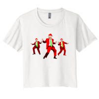 Funny Trump Dance Santa Claus Christmas Xmas Pajamas Holiday Women's Crop Top Tee