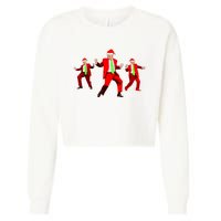 Funny Trump Dance Santa Claus Christmas Xmas Pajamas Holiday Cropped Pullover Crew