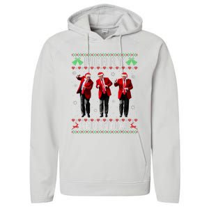 Funny Trump Dance Merry Christmas Ugly Xmas Sweater Pajamas Performance Fleece Hoodie