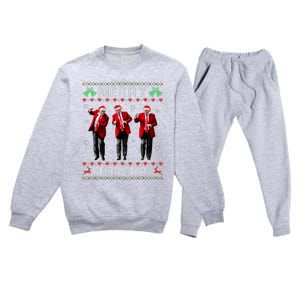 Funny Trump Dance Merry Christmas Ugly Xmas Sweater Pajamas Premium Crewneck Sweatsuit Set