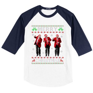 Funny Trump Dance Merry Christmas Ugly Xmas Sweater Pajamas Baseball Sleeve Shirt