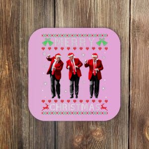 Funny Trump Dance Merry Christmas Ugly Xmas Sweater Pajamas Coaster