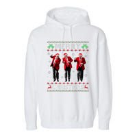 Funny Trump Dance Merry Christmas Ugly Xmas Sweater Pajamas Garment-Dyed Fleece Hoodie