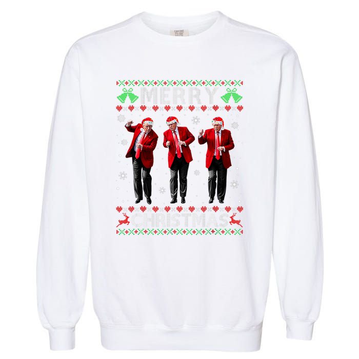 Funny Trump Dance Merry Christmas Ugly Xmas Sweater Pajamas Garment-Dyed Sweatshirt