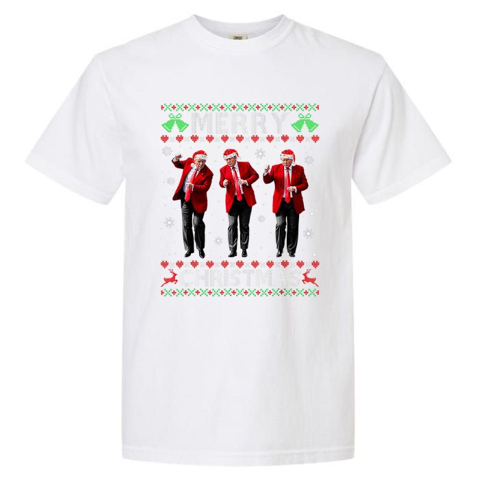 Funny Trump Dance Merry Christmas Ugly Xmas Sweater Pajamas Garment-Dyed Heavyweight T-Shirt