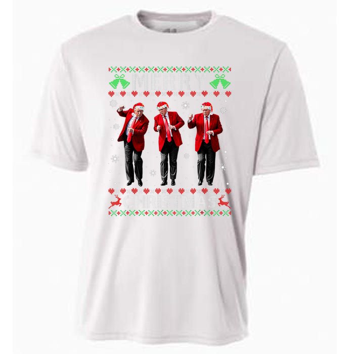 Funny Trump Dance Merry Christmas Ugly Xmas Sweater Pajamas Cooling Performance Crew T-Shirt