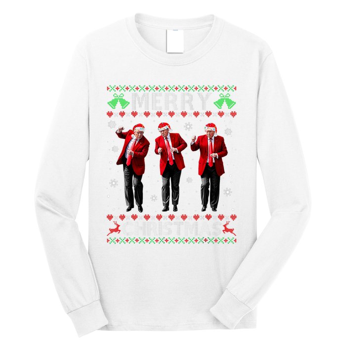 Funny Trump Dance Merry Christmas Ugly Xmas Sweater Pajamas Long Sleeve Shirt