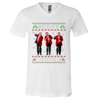 Funny Trump Dance Merry Christmas Ugly Xmas Sweater Pajamas V-Neck T-Shirt