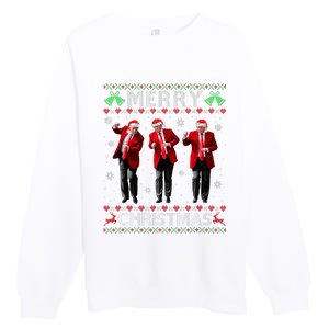 Funny Trump Dance Merry Christmas Ugly Xmas Sweater Pajamas Premium Crewneck Sweatshirt