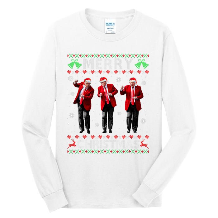 Funny Trump Dance Merry Christmas Ugly Xmas Sweater Pajamas Tall Long Sleeve T-Shirt