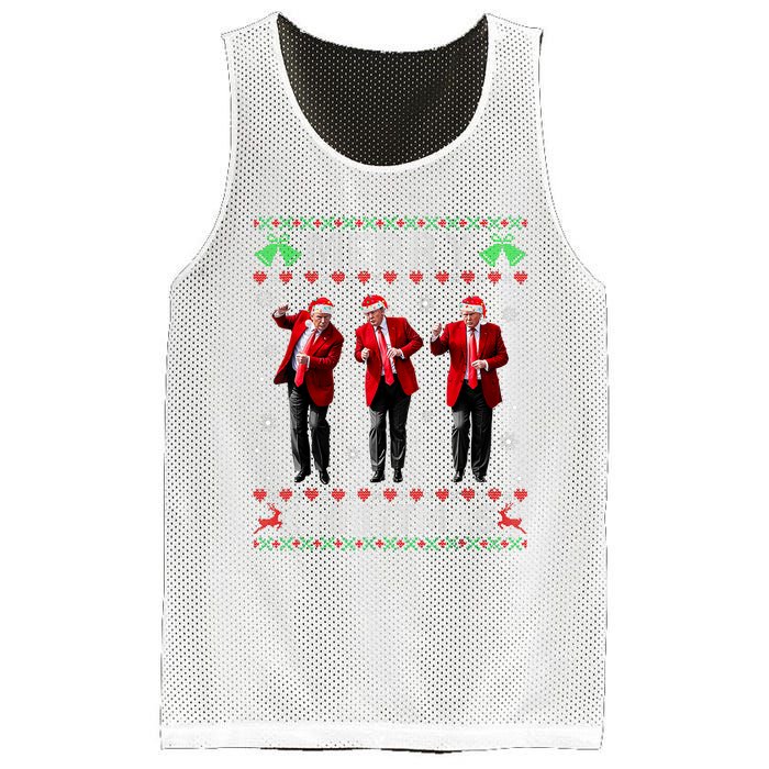 Funny Trump Dance Merry Christmas Ugly Xmas Sweater Pajamas Mesh Reversible Basketball Jersey Tank