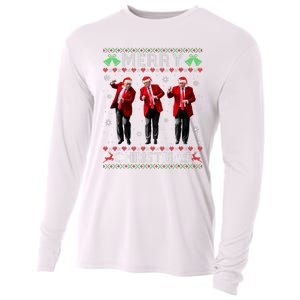 Funny Trump Dance Merry Christmas Ugly Xmas Sweater Pajamas Cooling Performance Long Sleeve Crew