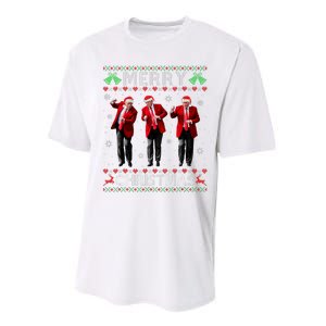 Funny Trump Dance Merry Christmas Ugly Xmas Sweater Pajamas Performance Sprint T-Shirt