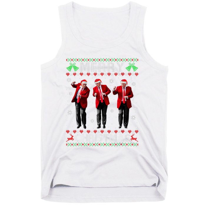 Funny Trump Dance Merry Christmas Ugly Xmas Sweater Pajamas Tank Top