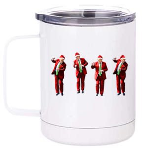 Funny Trump Dance Santa Claus Christmas Xmas Pajamas Holiday 12 oz Stainless Steel Tumbler Cup