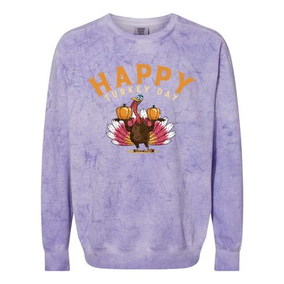 Funny Turkey Day Holiday Festive Dinner Happy Thanksgiving Cool Gift Colorblast Crewneck Sweatshirt